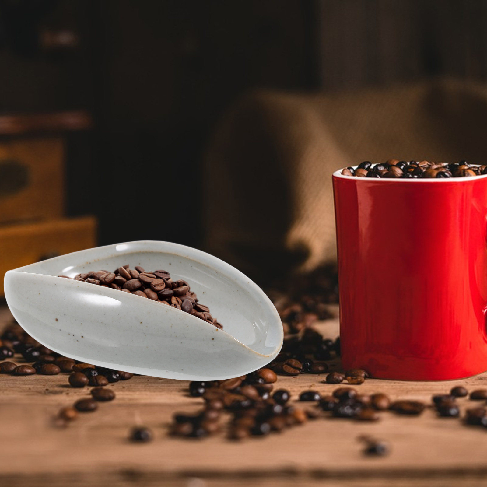 Coffee Tea Bean Leaf - 세라믹 커피 원두 계량 트레이 다기능