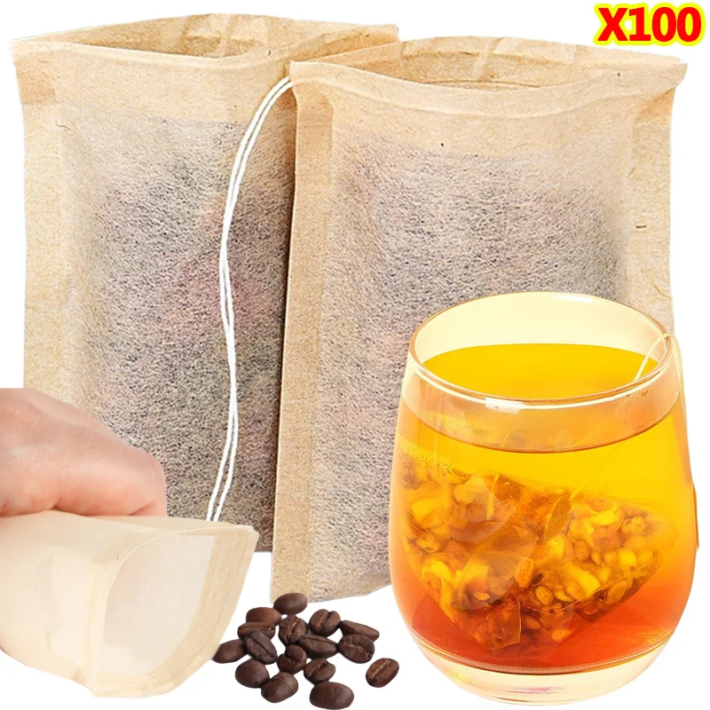 Coffee Tea Bean Leaf - Drawstring 필터와 100Pcs 티백 커피 콩