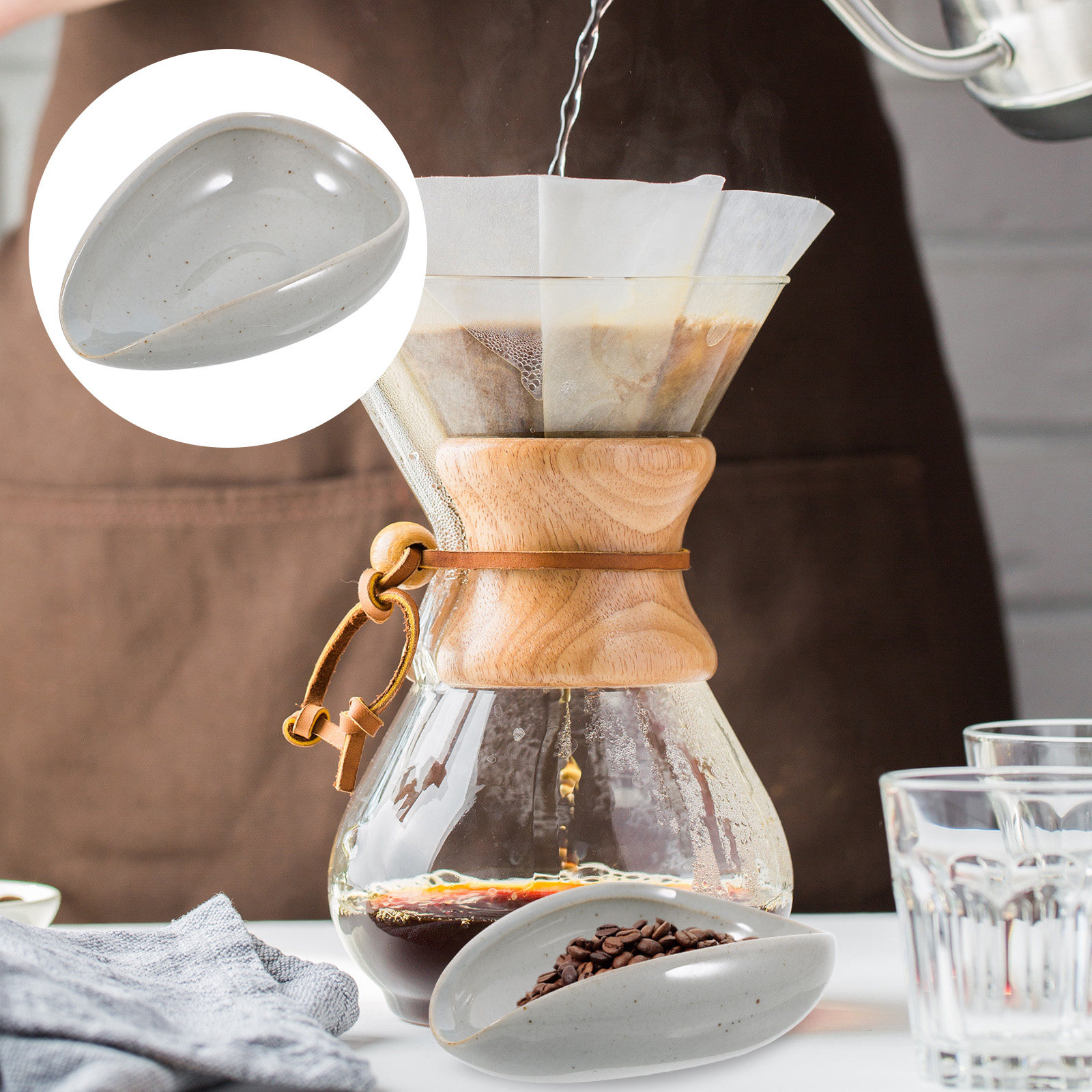 Coffee Tea Bean Leaf - 세라믹 커피 원두 트레이 계량컵 원두,
