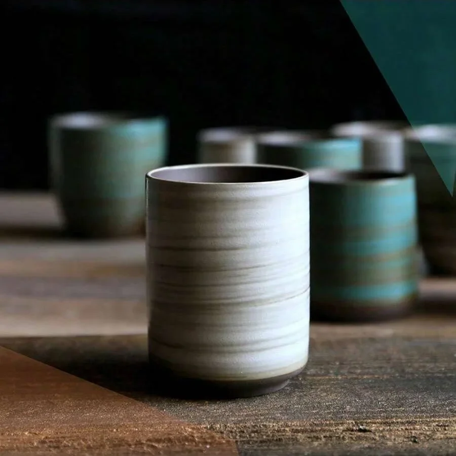 Coffee Tea For Me - 손으로 그린 ​​Crackle Glaze 석기 머그잔,