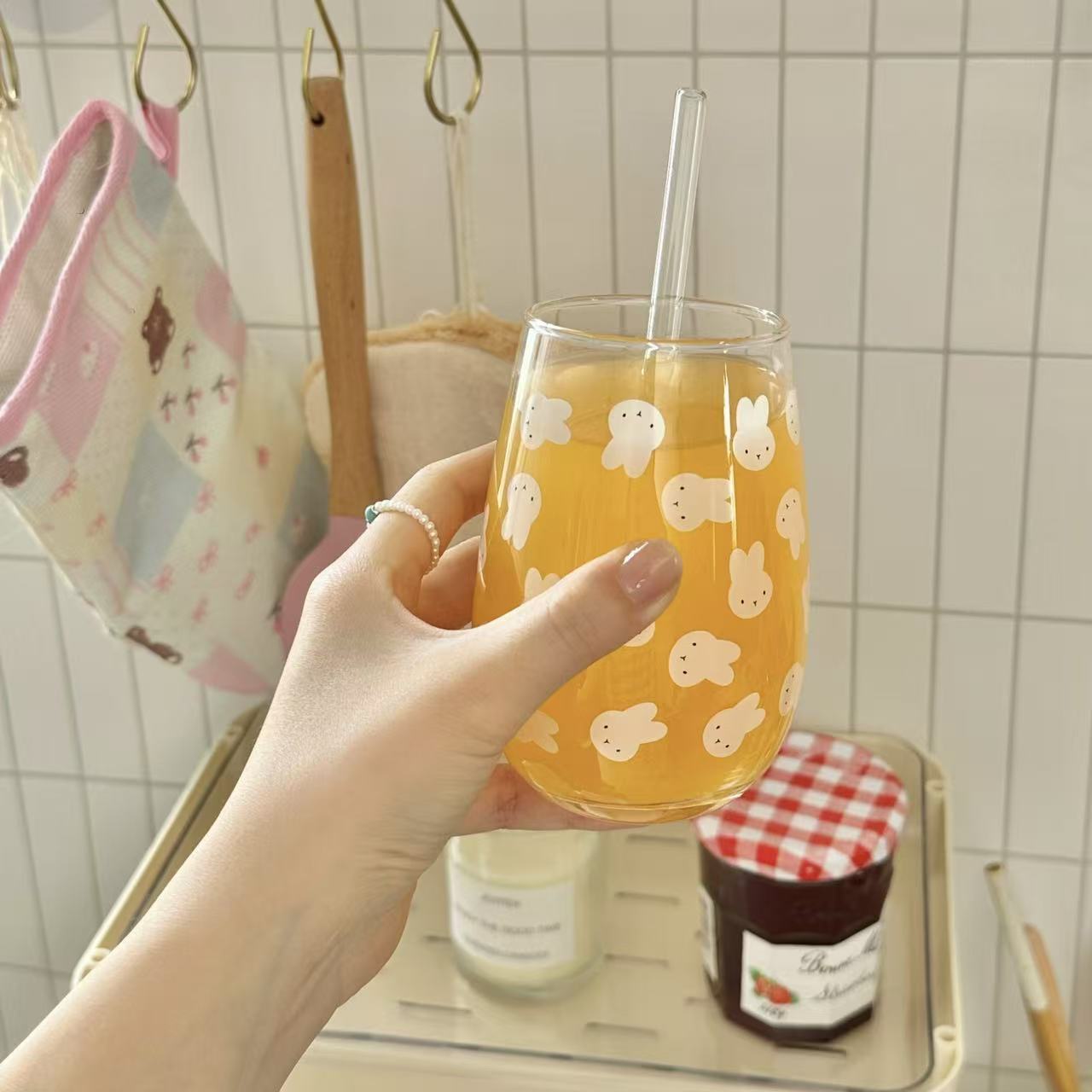 귀여운 미피 토끼 프린트 유리 텀블러 대용량 물컵 -  - Coffee Tea For Me 리뷰 및 가격
