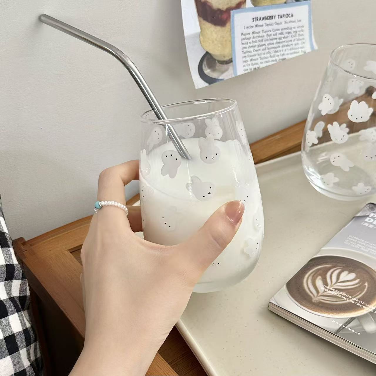 귀여운 미피 토끼 프린트 유리 텀블러 대용량 물컵 -  - Coffee Tea For Me 리뷰 및 가격