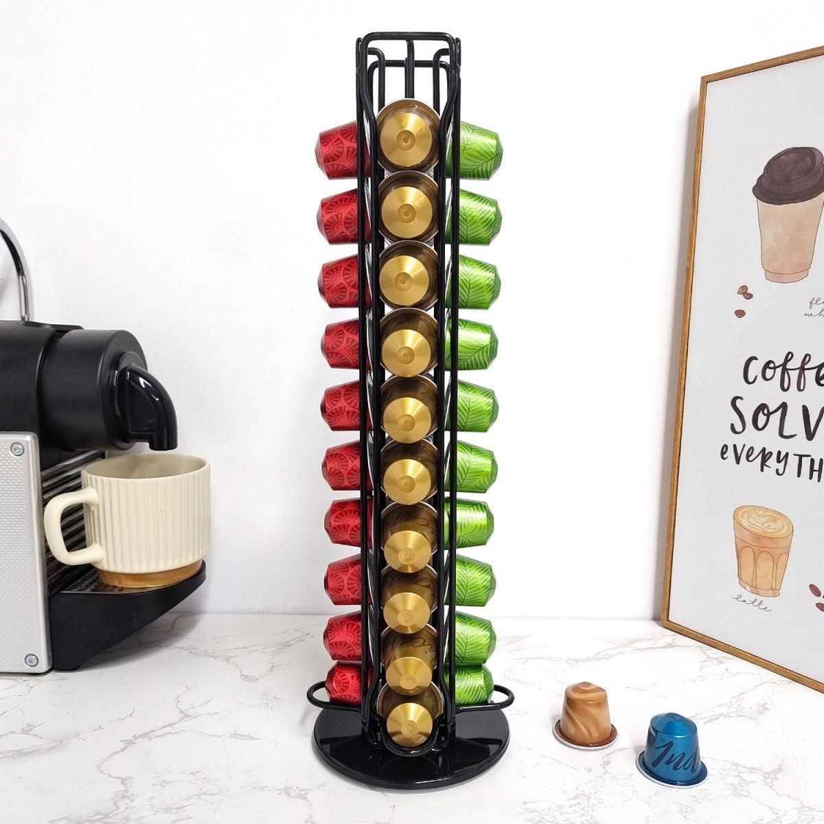 40개 회전식 금속 커피 캡슐 보관대 회전형 디자인 커 - Coffee Capsule Holder 리뷰 및 가격