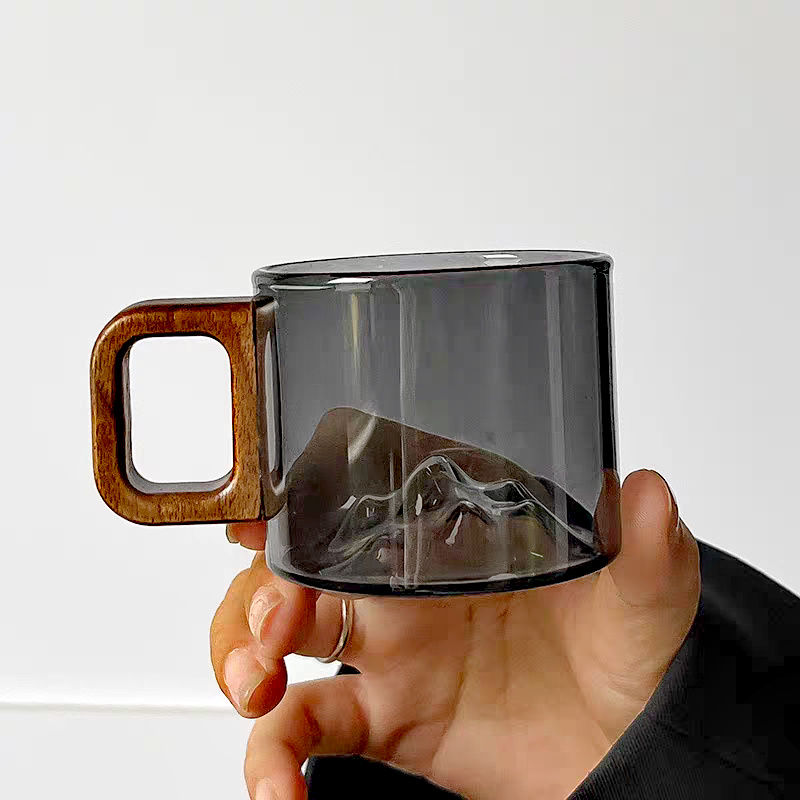 작은 용량 호두 나무 손잡이 유리 커피 머그잔, 갓 그 - Coffee Tea For Me 리뷰 및 가격