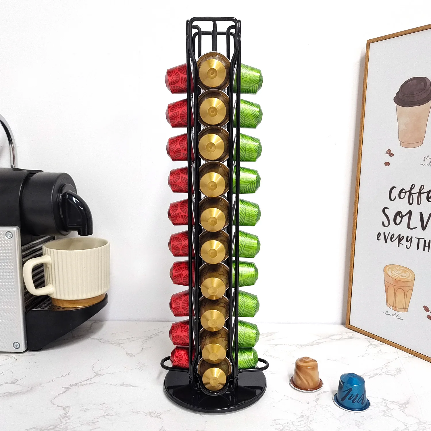 네스프레소 커피 포드 거치대 회전 랙, 커피 캡슐 스탠 - Coffee Capsule Holder 리뷰 및 가격