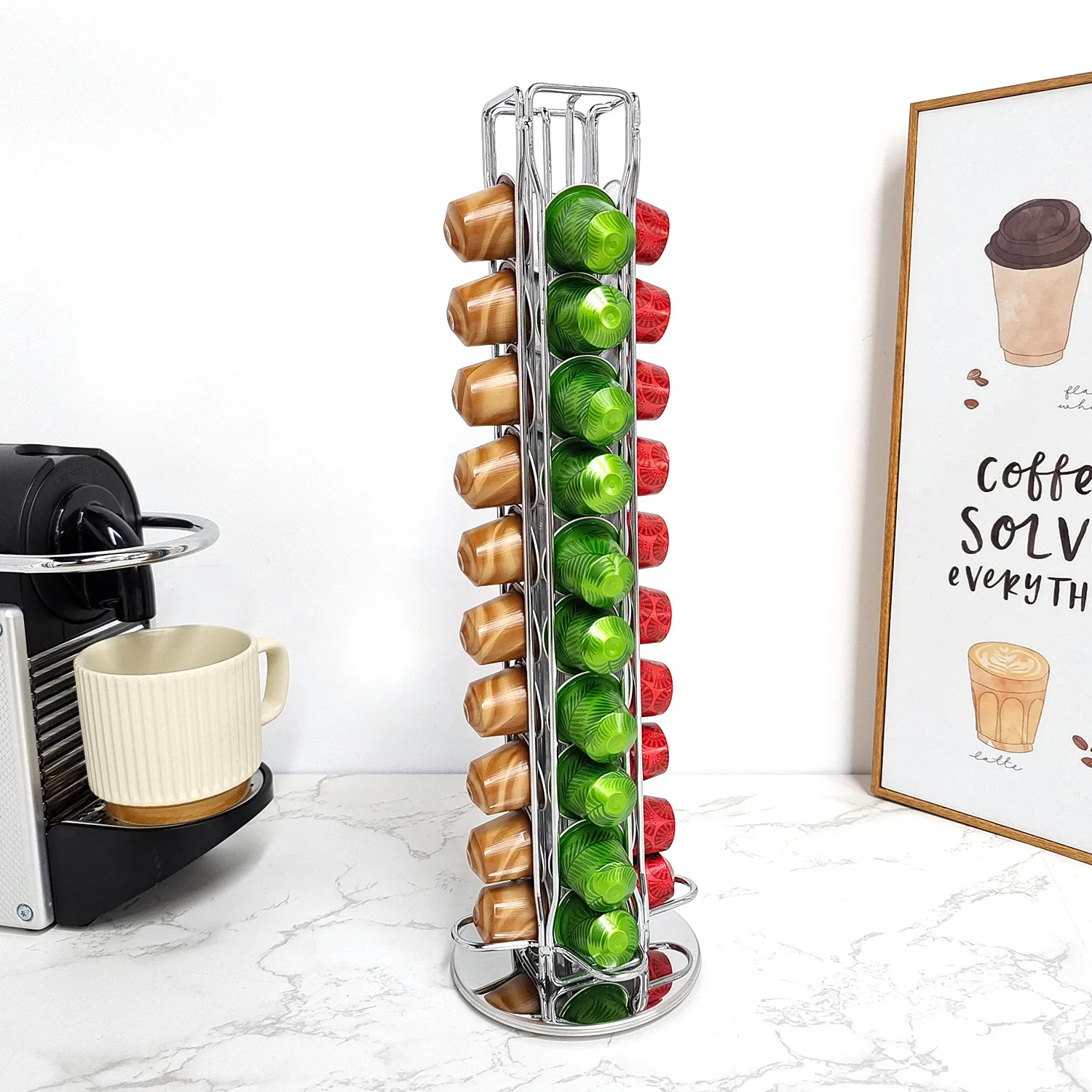 네스프레소 커피 포드 거치대 회전 랙, 커피 캡슐 스탠 - Coffee Capsule Holder 리뷰 및 가격
