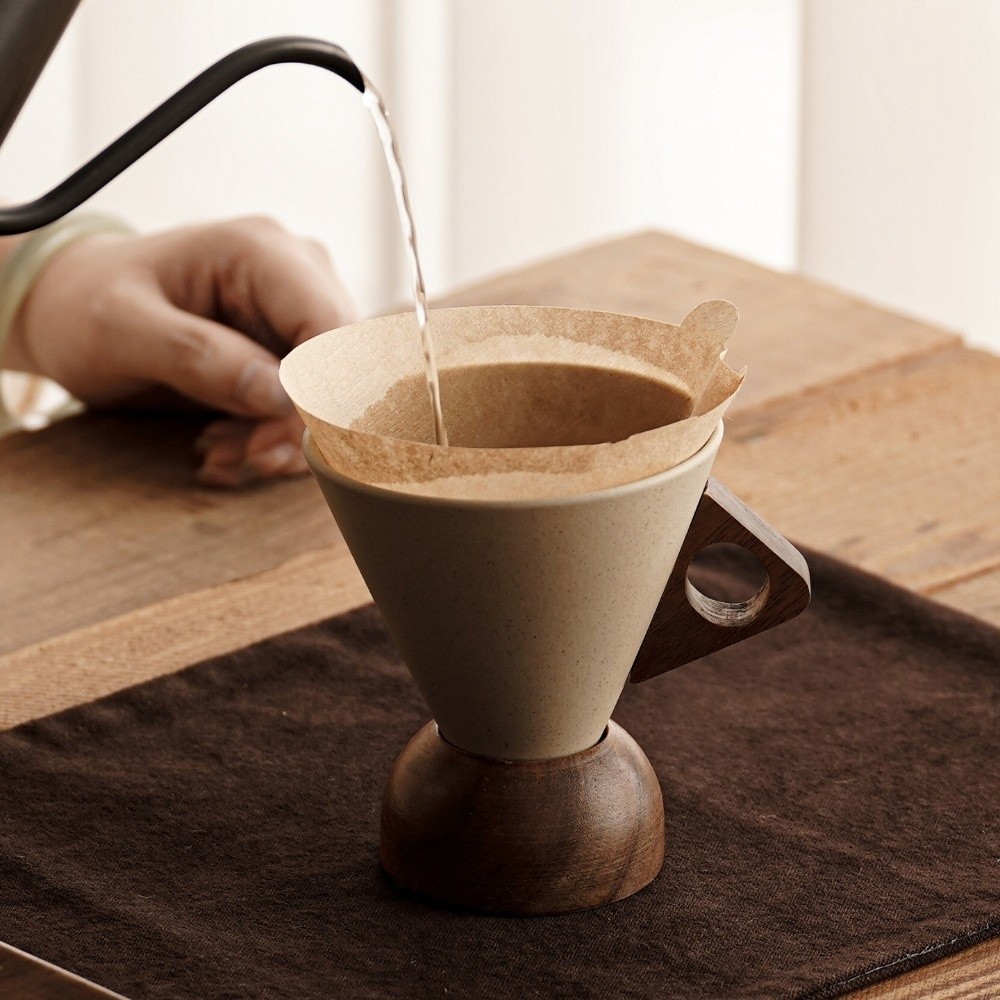 거친 질감의 세라믹 삼각형 콘 컵 레트로 스타일 나무  - Coffee Tea For Me 리뷰 및 가격